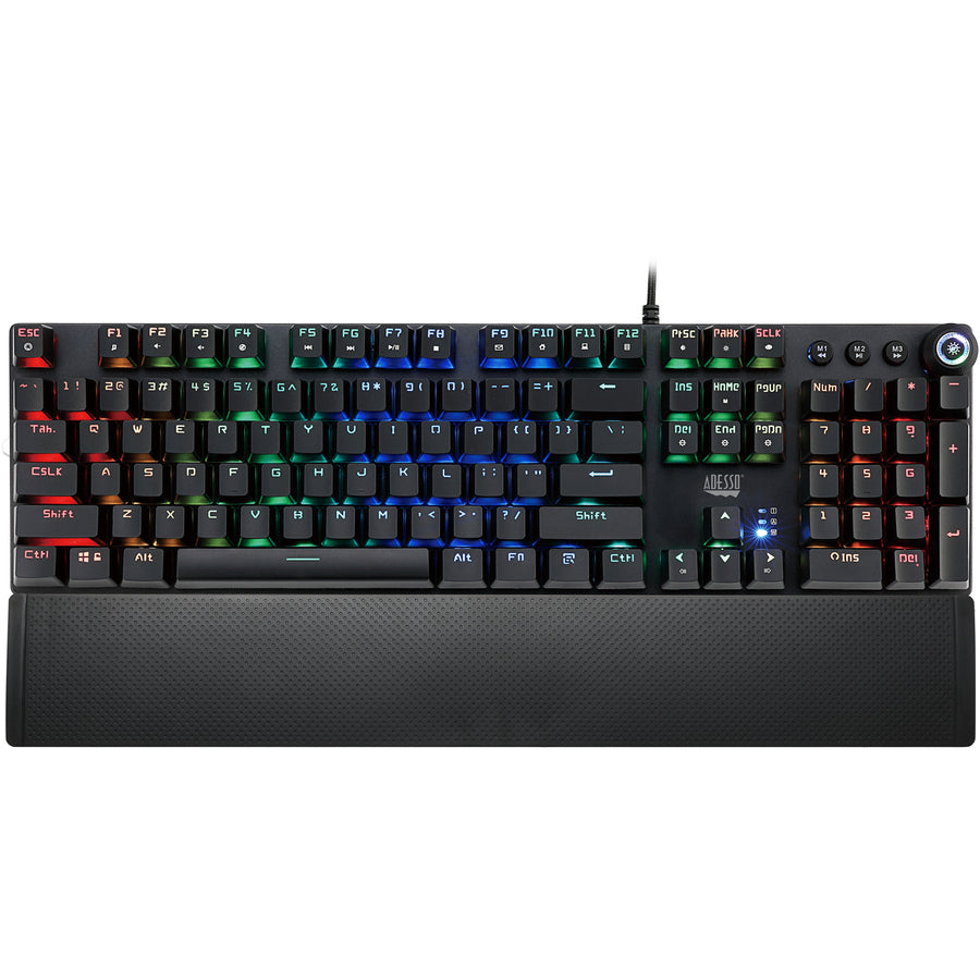 Adesso RGB Programmable Mechanical Gaming Keyboard with Detachable Magnetic Palmrest AKB-650EB