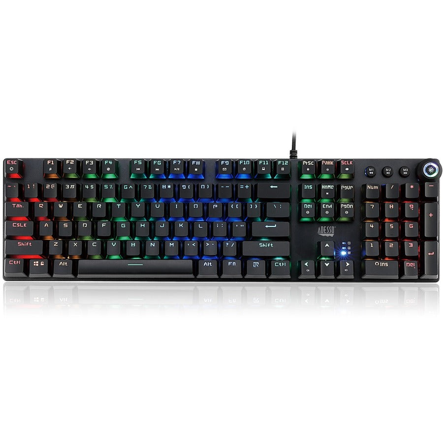 Adesso RGB Programmable Mechanical Gaming Keyboard with Detachable Magnetic Palmrest AKB-650EB