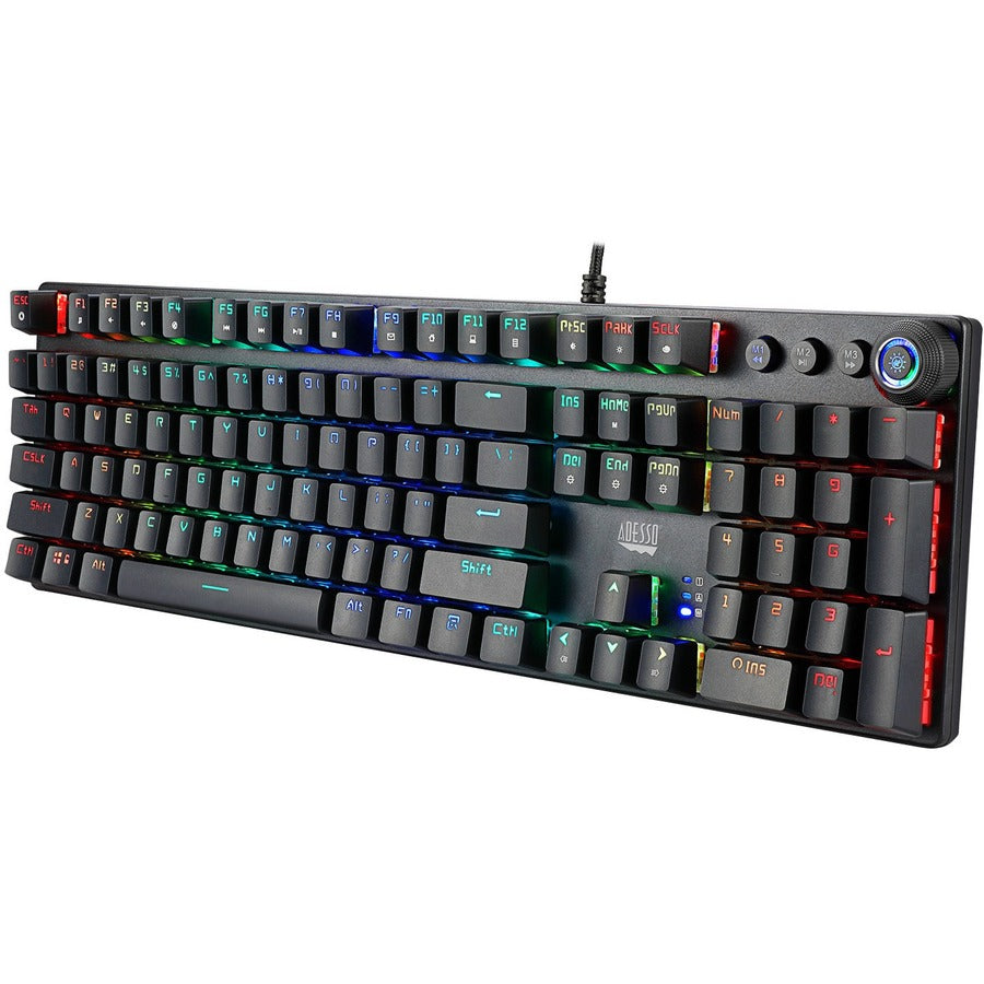 Adesso RGB Programmable Mechanical Gaming Keyboard with Detachable Magnetic Palmrest AKB-650EB