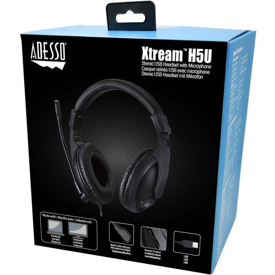 Adesso Xtream H5U Stereo USB Multimedia Headphone/Headset with Microphone XTREAM H5U