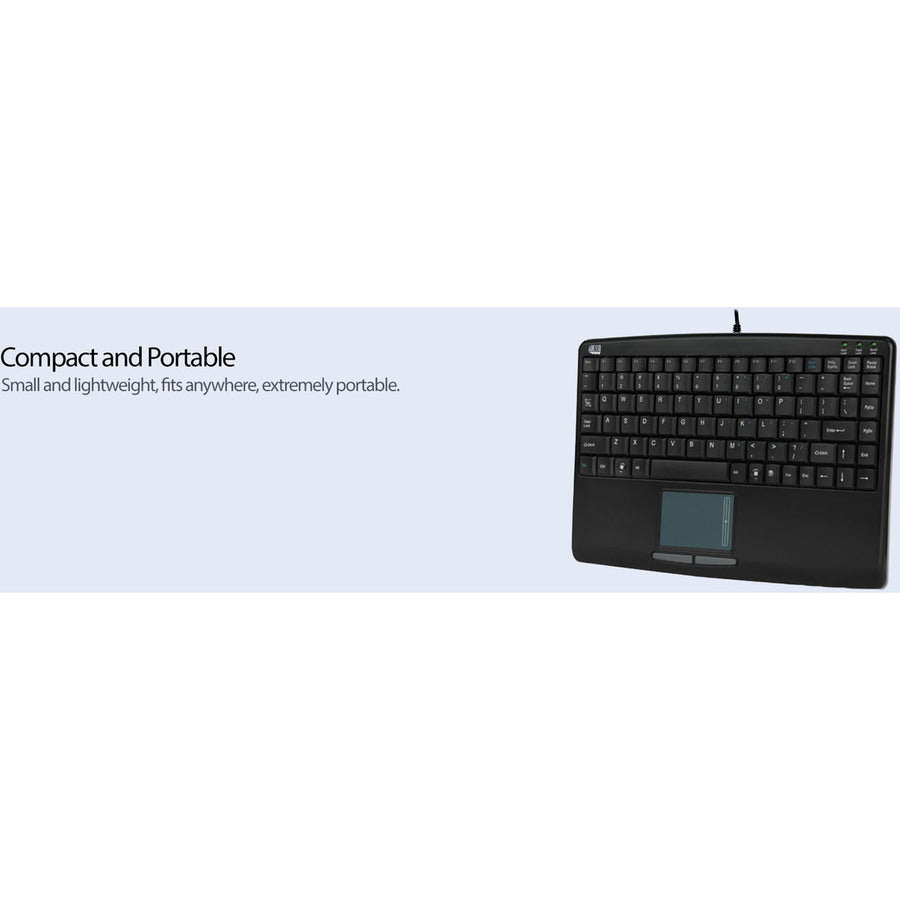 Adesso AKB-410UB Mini clavier tactile fin avec pavé tactile intégré AKB-410UB
