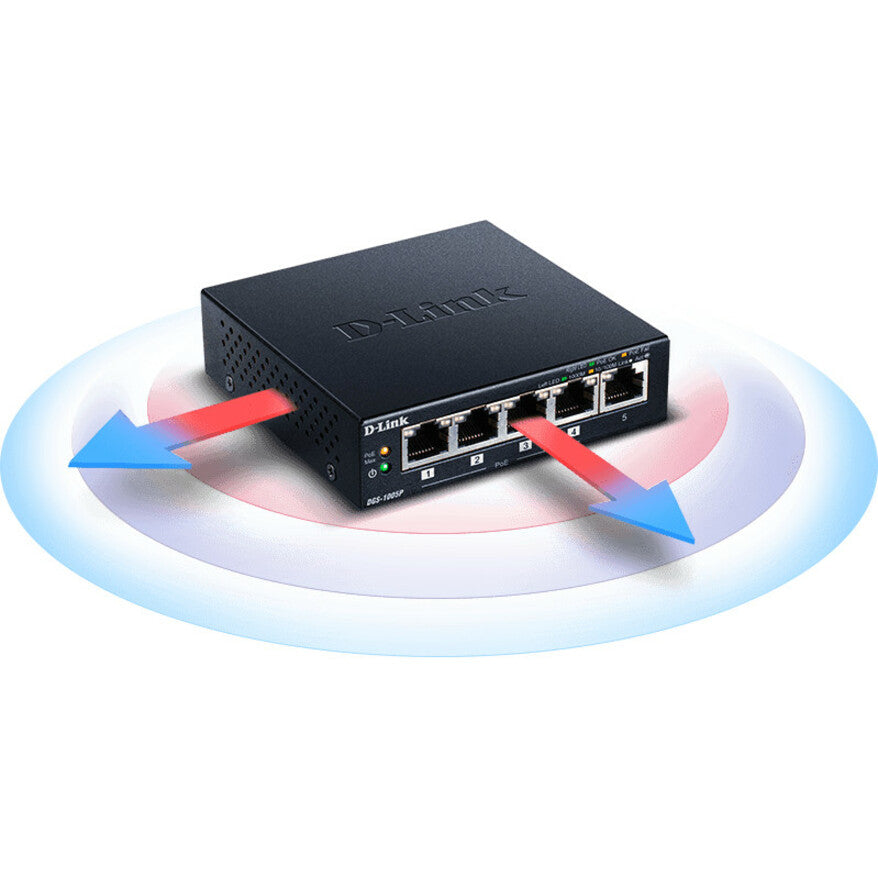 Commutateur PoE+ Gigabit de bureau à 5 ports D-Link DGS-1005P