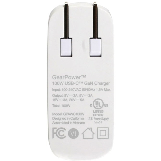 IOGEAR GearPower 100W USB-C GaN Charger [USB-IF] GPAWC100W