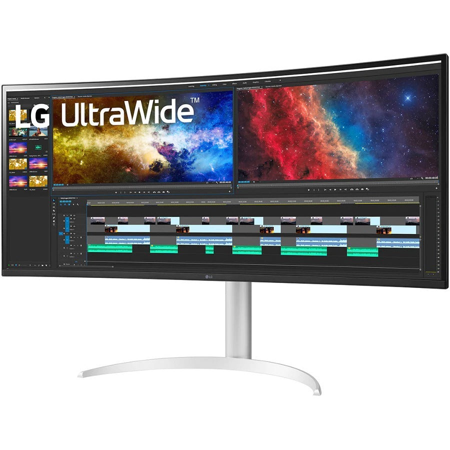 LG Ultrawide 38WP85C-W 37.5" UW-QHD+ Curved Screen LCD Monitor - 21:9 - Silver, White 38WP85C-W