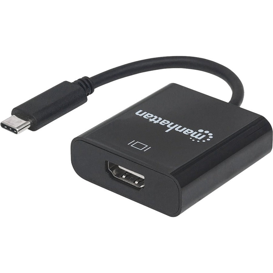 Câble Manhattan USB-C vers HDMI, 4K @ 30 Hz, 8 cm, noir, équivalent à Startech CDP2HD, mâle vers femelle, garantie de trois ans, Blister 151788