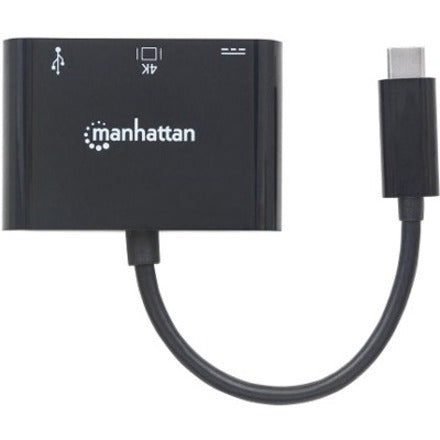 Manhattan USB-C Dock/Hub, Ports (x3): HDMI, USB-A and USB-C, With Power Delivery to USB-C Port (60W), 5 Gbps (USB 3.2 Gen1 aka USB 3.0), Equivalent to Startech CDP2HDUACP, Cable 8cm, Black, Three Year Warranty, Blister 152037