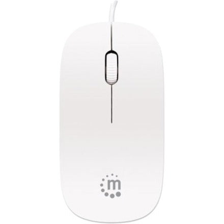 Manhattan Silhouette Souris filaire USB sculptée, blanche, 1000 dpi, USB-A, optique, légère, plate, trois boutons avec molette de défilement, garantie de trois ans, blister 177627