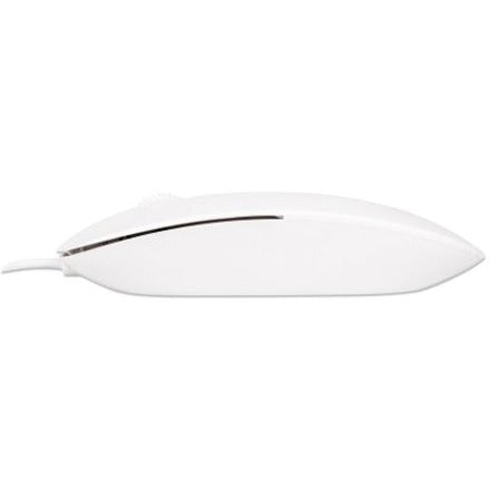 Manhattan Silhouette Souris filaire USB sculptée, blanche, 1000 dpi, USB-A, optique, légère, plate, trois boutons avec molette de défilement, garantie de trois ans, blister 177627