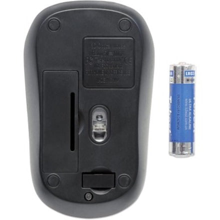 Manhattan Success Wireless Mouse, Black/Blue, 1000dpi, 2.4Ghz (up to 10m), USB, Optical, Three Button with Scroll Wheel, USB micro receiver, AA battery (included), Low friction base, Three Year Warranty, Blister 179416