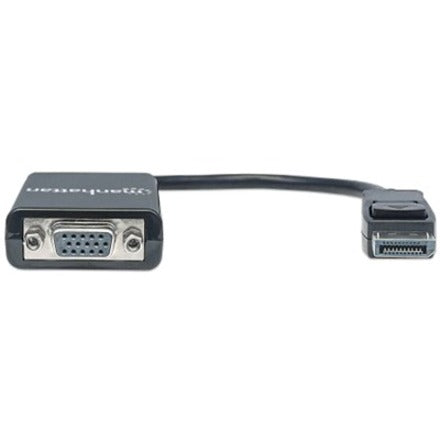 Câble convertisseur Manhattan DisplayPort vers VGA HD15, 15 cm, mâle vers femelle, actif, équivalent à Startech DP2VGA2, DP avec loquet, noir, garantie à vie, sachet en polyéthylène 151962