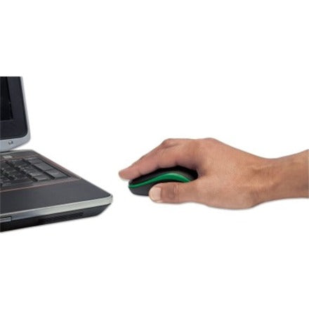 Manhattan Success Wireless Mouse, Black/Green, 1000dpi, 2.4Ghz (up to 10m), USB, Optical, Three Button with Scroll Wheel, USB micro receiver, AA battery (included), Low friction base, Three Year Warranty, Blister 179393
