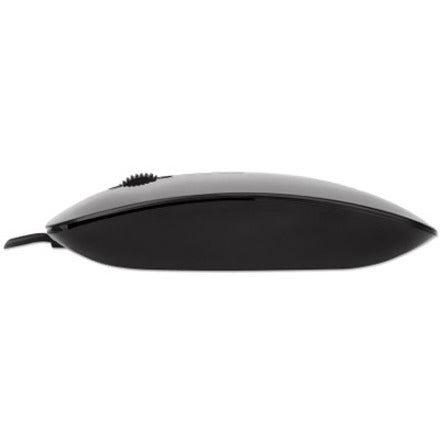 Manhattan Silhouette Sculpted USB Wired Mouse, Black, 1000dpi, USB-A, Optical, Lightweight, Flat, Three Button with Scroll Wheel, Three Year Warranty, Blister 177658