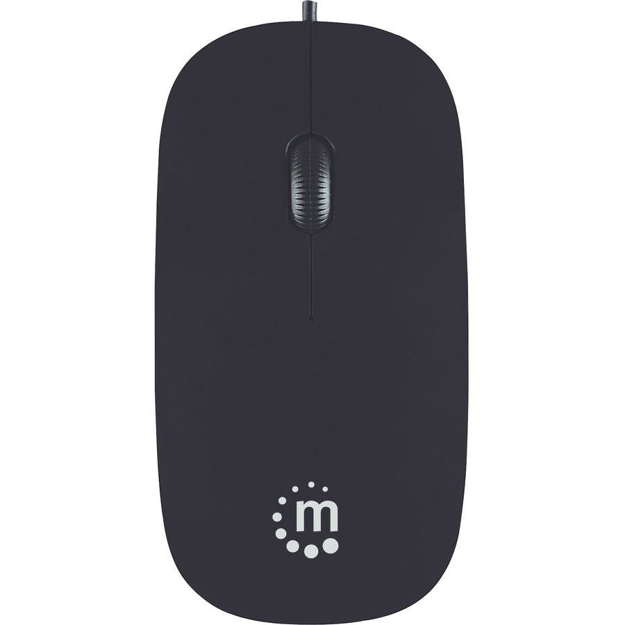 Manhattan Silhouette Sculpted USB Wired Mouse, Black, 1000dpi, USB-A, Optical, Lightweight, Flat, Three Button with Scroll Wheel, Three Year Warranty, Blister 177658