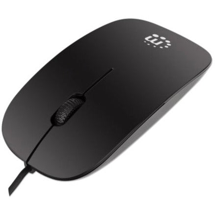 Manhattan Silhouette Sculpted USB Wired Mouse, Black, 1000dpi, USB-A, Optical, Lightweight, Flat, Three Button with Scroll Wheel, Three Year Warranty, Blister 177658