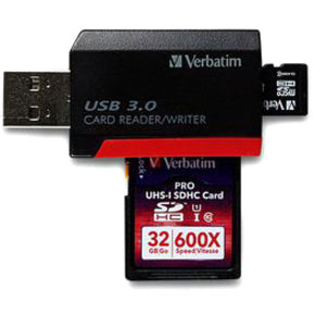 Lecteur de cartes Verbatim Pocket, USB 3.0 - Noir 98538