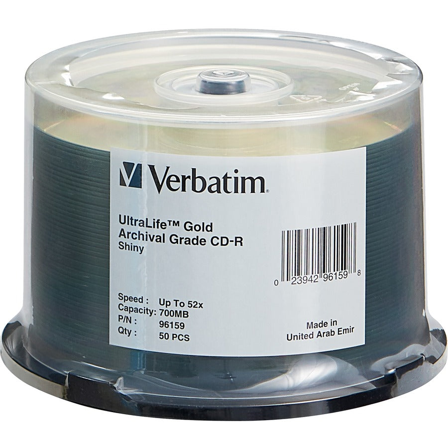 Verbatim CD-R 700 Mo 52X UltraLife Gold Qualité d'archives avec surface de marque - Broche 50pk 96159