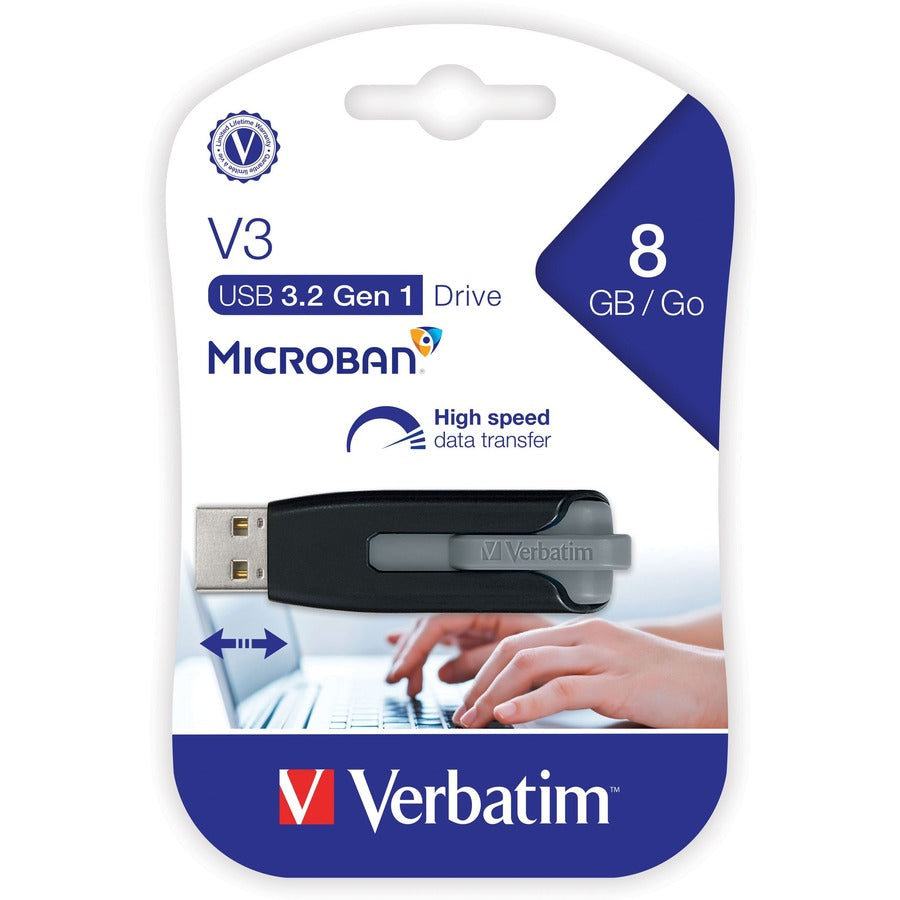 Clé USB 3.0 Store 'n' Go V3 Verbatim 8 Go - Gris 49171