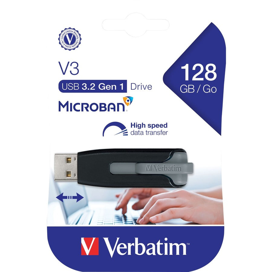 Clé USB 3.2 Gen 1 Verbatim Store 'n' Go V3 128 Go - Gris 49189