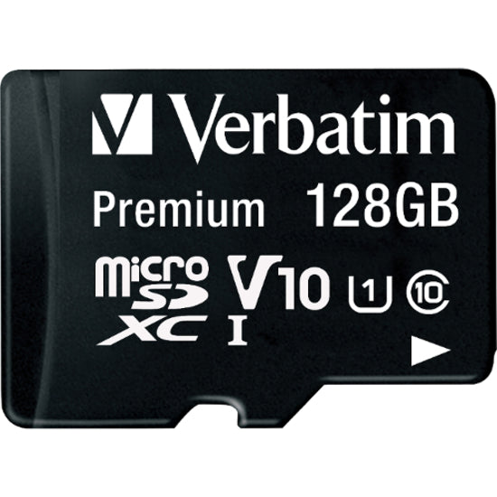 Carte mémoire microSDXC Premium Verbatim 128 Go avec adaptateur, UHS-I classe 10 44085