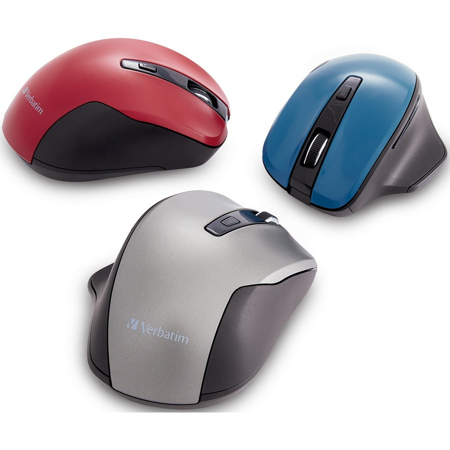 Souris ergonomique sans fil LED bleue Verbatim Silent - Graphite 70242