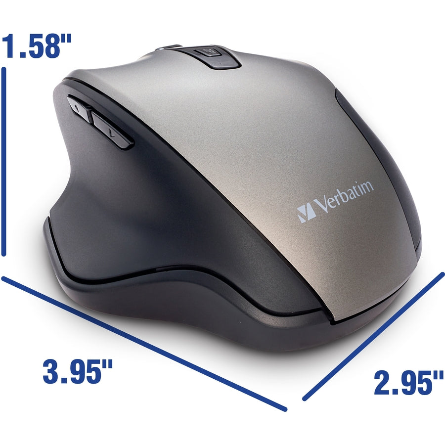 Souris ergonomique sans fil LED bleue Verbatim Silent - Graphite 70242