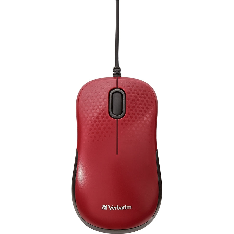 Verbatim Silent Corded Optical Mouse - Red 70234