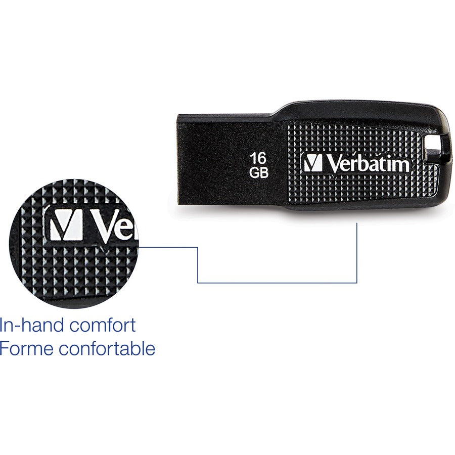 Verbatim 16GB Ergo USB Flash Drive - Black 70875