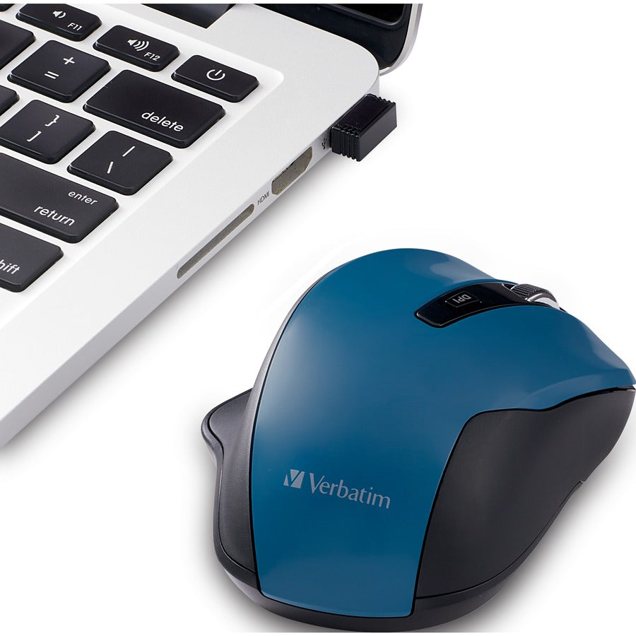 Souris ergonomique sans fil LED bleue Verbatim Silent - Sarcelle foncé 70244