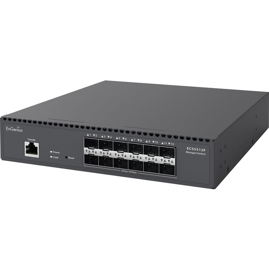 EnGenius Cloud Managed 12-Port 10 Gigabit SFP+ Half-Rack Aggregate Fiber Switch ECS5512F