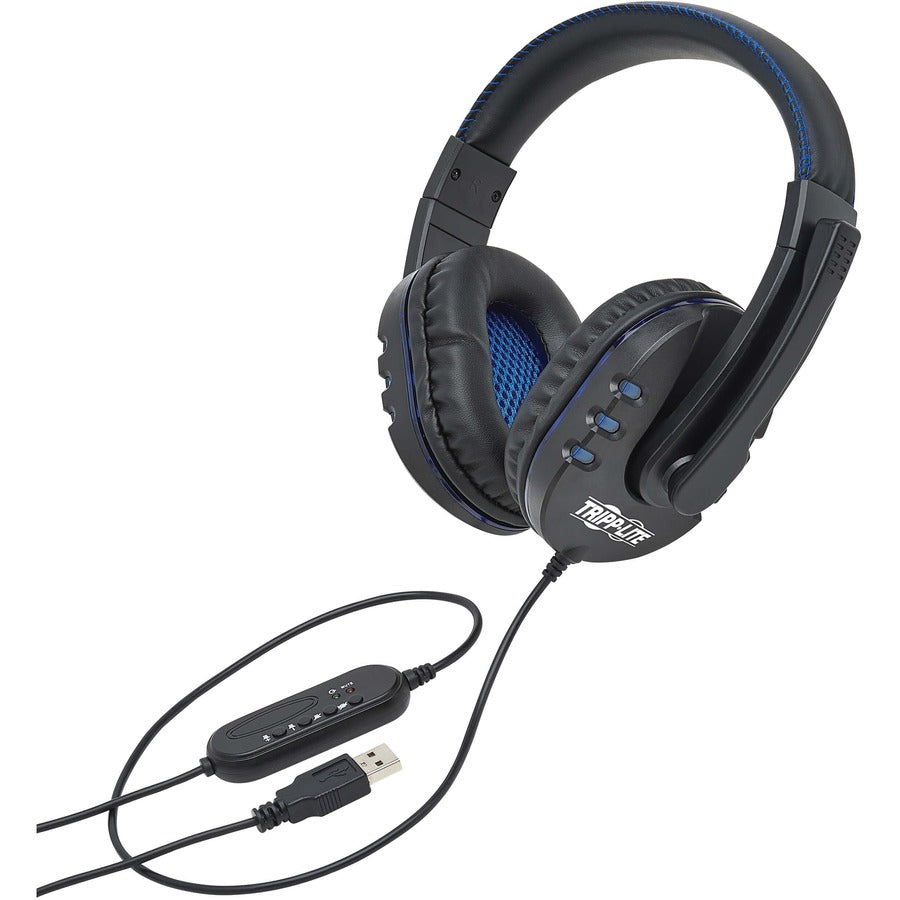 Casque de jeu USB Tripp Lite avec microphone intégré, contrôle audio et LED AHS-002-LED