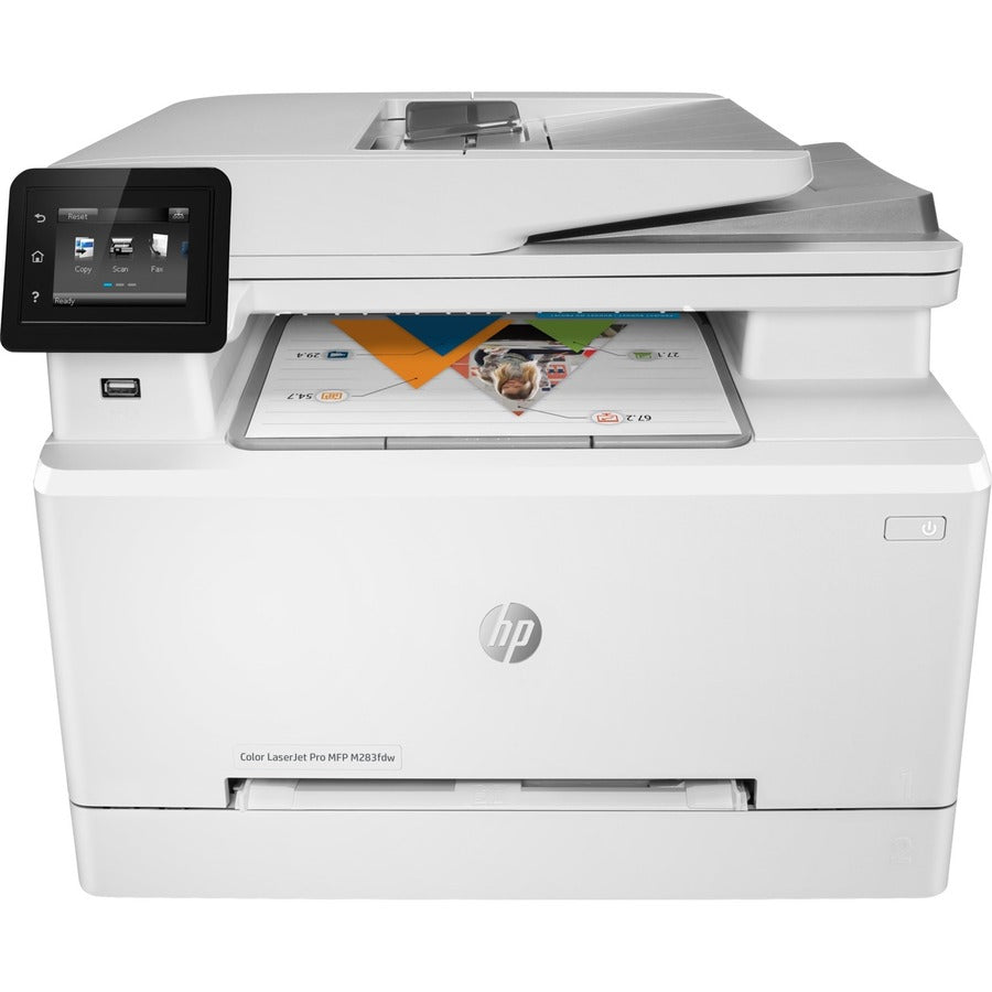 HP LaserJet Pro M283 M283fdw Laser Multifunction Printer-Color-Copier/Fax/Scanner-21 ppm Mono/21 ppm Color Print-600x600 dpi Print-Automatic Duplex Print-40000 Pages-251 sheets Input-1200 dpi Optical Scan-Wireless LAN-Mopria 7KW75A#BGJ