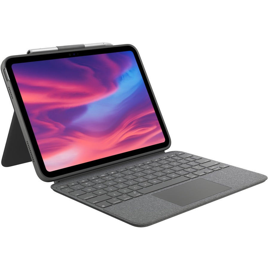 Logitech Combo Touch Keyboard/Cover Case (Folio) for 10.9" Apple, Logitech iPad (10th Generation) Tablet, Apple Pencil, Stylus - Oxford Gray 920-011433