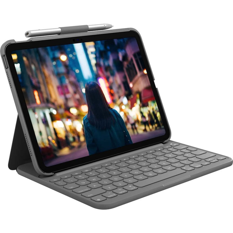 Étui de transport Logitech Slim Folio pour Apple 10,9", tablette Logitech iPad (10e génération) - Gris Oxford 920-011368