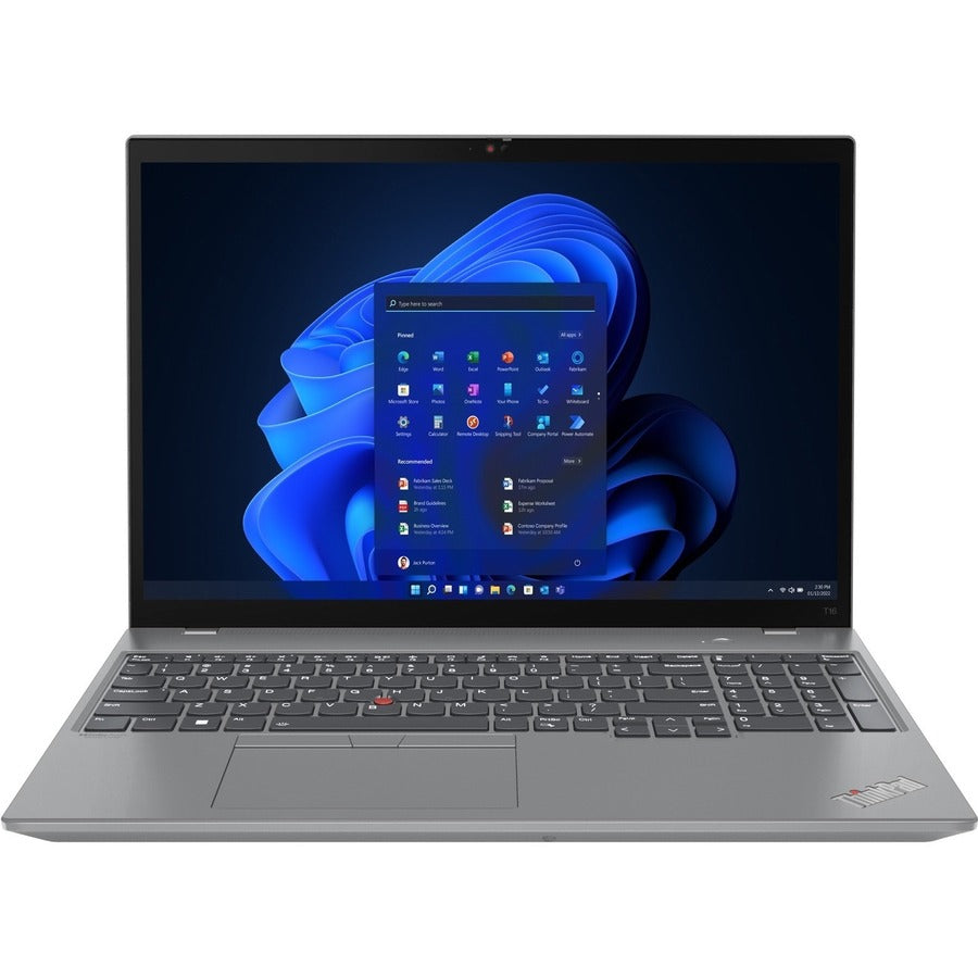 Lenovo ThinkPad T16 Gen 1 21BV00GJUS 16" Touchscreen Notebook - WUXGA - 1920 x 1200 - Intel Core i7 12th Gen i7-1260P Dodeca-core (12 Core) 2.10 GHz - 16 GB Total RAM - 16 GB On-board Memory - 512 GB SSD - Storm Gray 21BV00GJUS