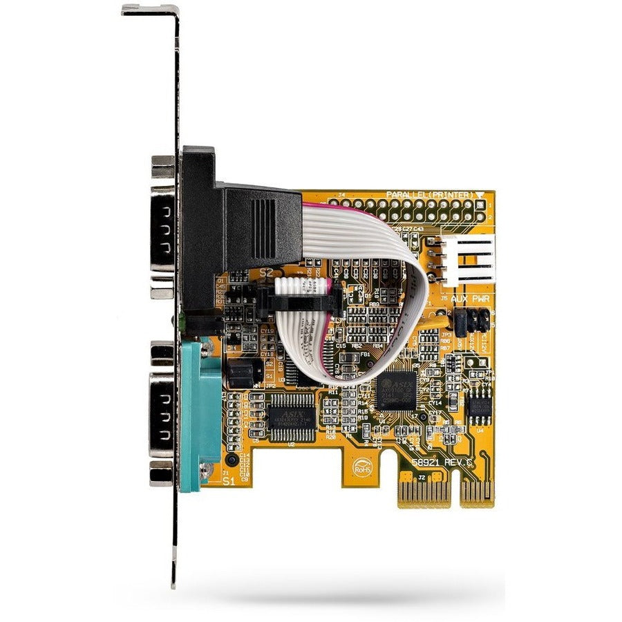 StarTech.com Carte série PCI Express 2 ports, carte série double port PCIe vers RS232 (DB9), 16C1050 UART, rétention COM, Windows et Linux 21050-PC-SERIAL-LP