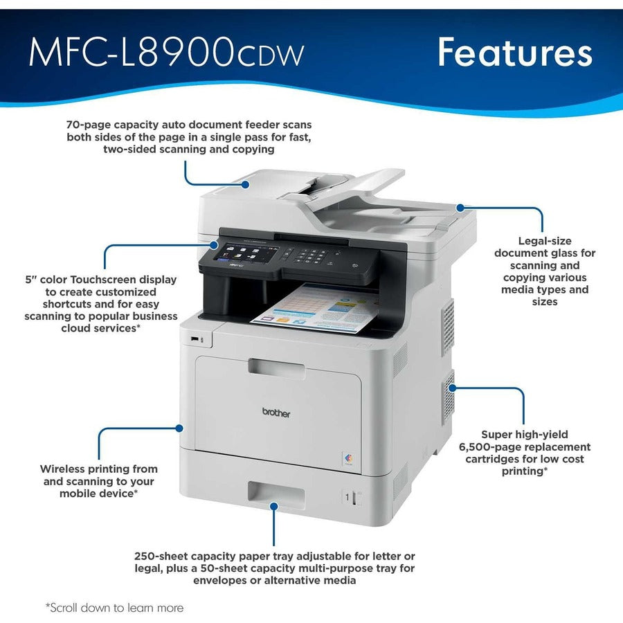 Brother MFC-L8900CDW Wireless Laser Multifunction Printer - Color MFC-L8900CDW