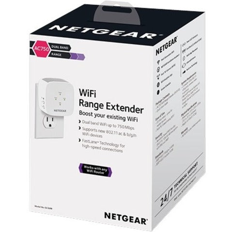 Netgear EX2800 Dual Band IEEE 802.11 a/b/g/n/ac 750 Mbit/s Wireless Range Extender EX2800-100CNS