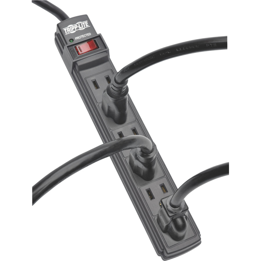 Tripp Lite Power Strip 6 Outlet NEMA 5-15R AC 6 ' Cord 5-15P Black Housing - NEMA 5-15P - 6 x NEMA 5-15R - 6 ft Cord - 15 A Current - 120 V AC Voltage - 1875 W - Wall-mountable/Desk-mountable PS66B