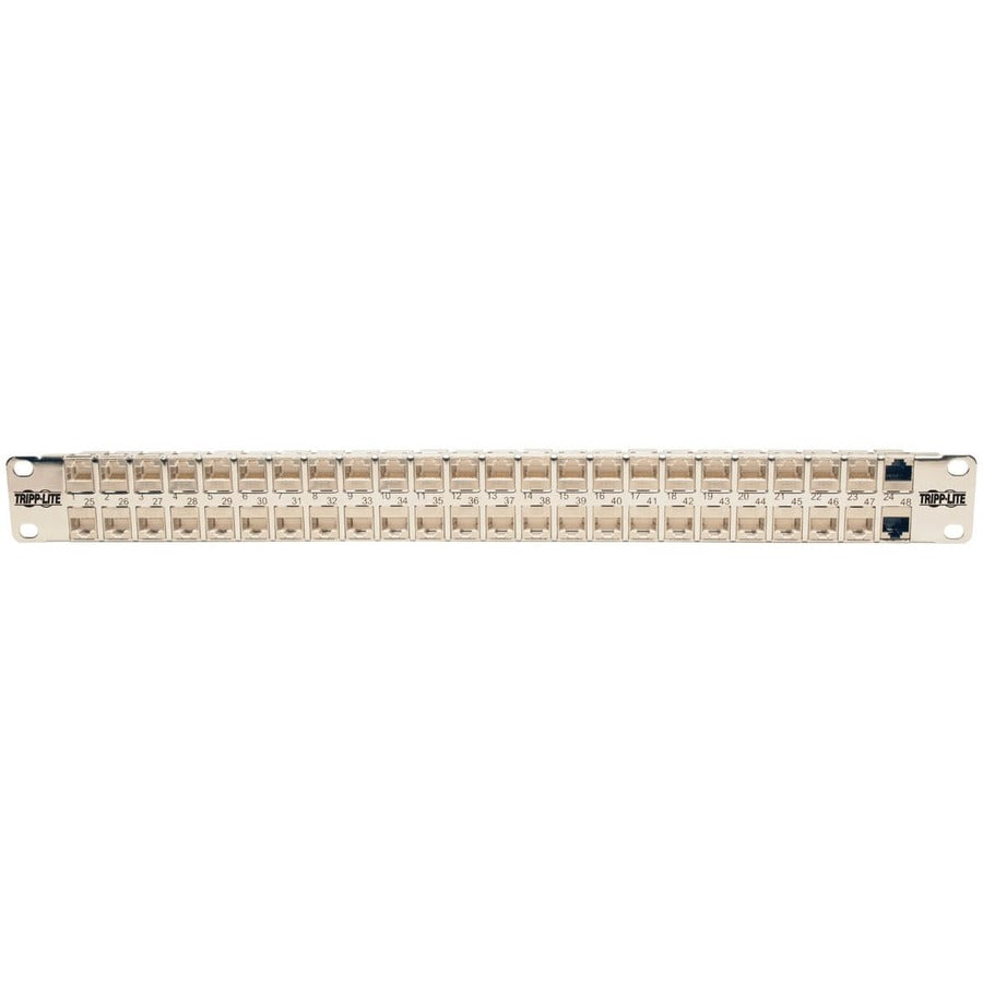 Tripp Lite 48-Port Cat6a Patch Panel Rackmount Shielded Feedthrough RJ45 1U N254-048-SH-6A