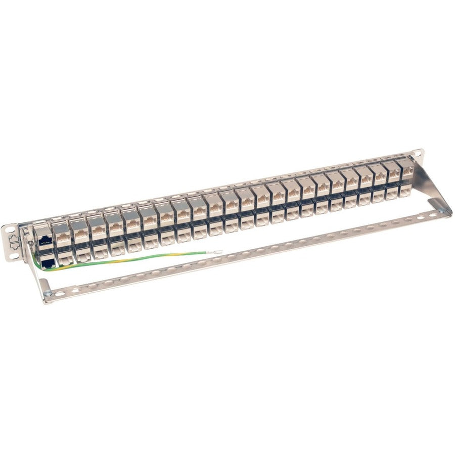 Tripp Lite 48-Port Cat6a Patch Panel Rackmount Shielded Feedthrough RJ45 1U N254-048-SH-6A