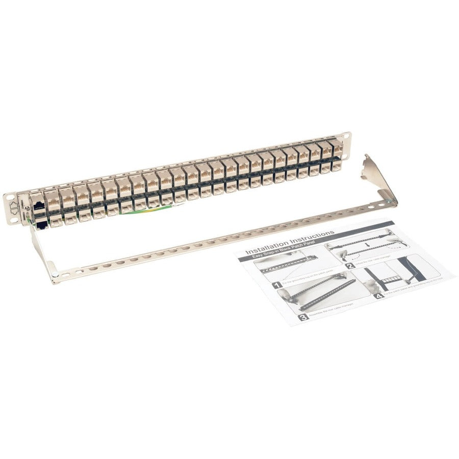 Tripp Lite 48-Port Cat6a Patch Panel Rackmount Shielded Feedthrough RJ45 1U N254-048-SH-6A