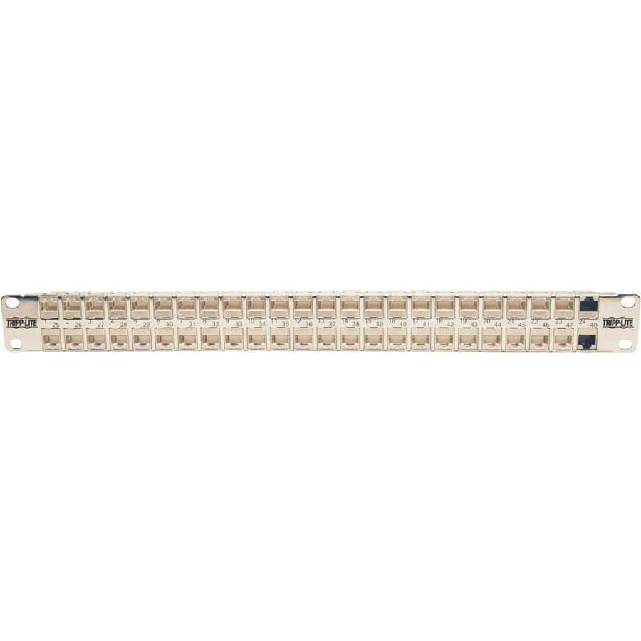 Tripp Lite 48-Port Cat6a Patch Panel Rackmount Shielded Feedthrough RJ45 1U N254-048-SH-6A