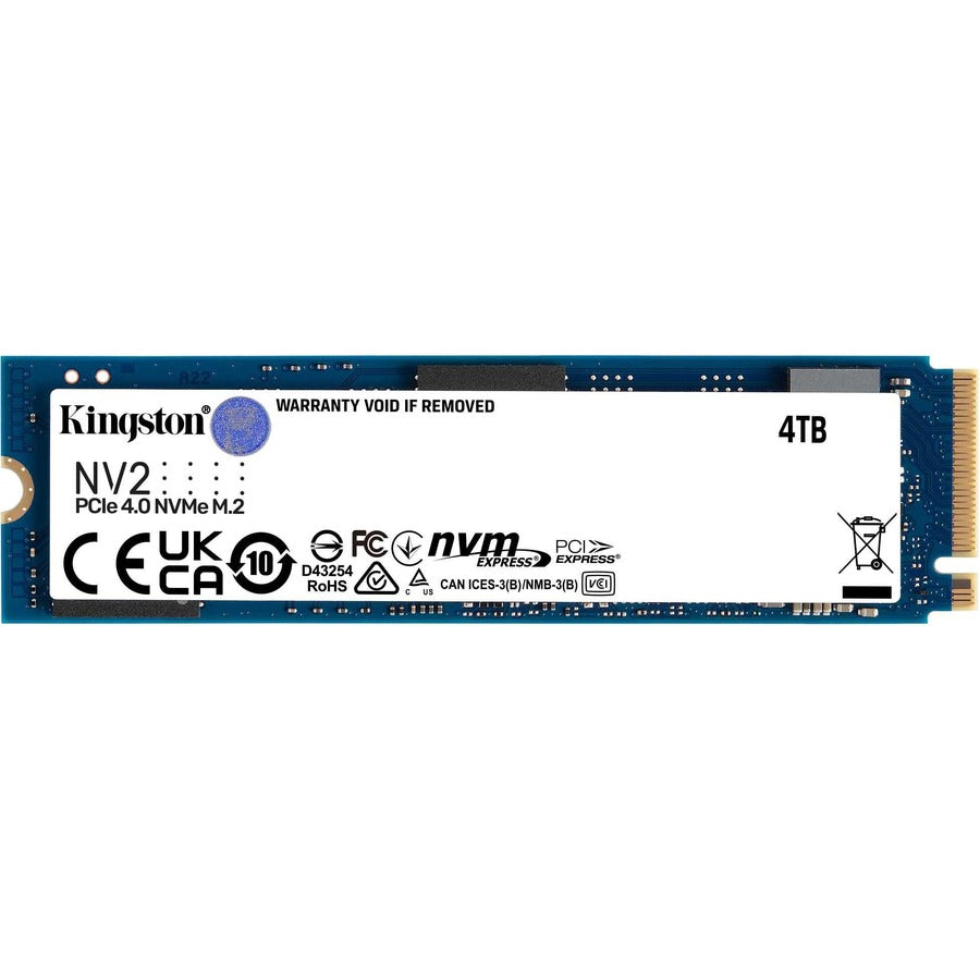 Kingston NV2 SNV2S/4000G 4 TB Solid State Drive - M.2 2280 Internal - PCI Express NVMe (PCI Express NVMe 4.0 x4) SNV2S/4000G