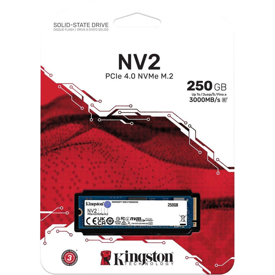 Kingston 250 GB Solid State Drive - M.2 2280 Internal - PCI Express NVMe (PCI Express NVMe 4.0 x4) SNV2S/250G