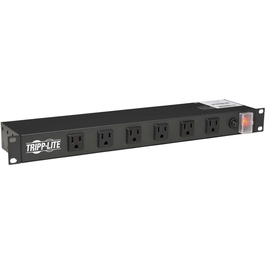 Tripp Lite Power Strip Rackmount Metal 120V 5-15R Right Angle 12 Outlet 1U RS-1215-RA