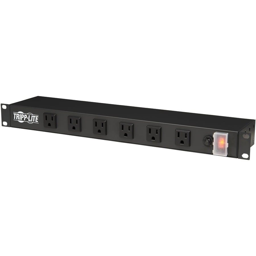 Tripp Lite Power Strip Rackmount Metal 120V 5-15R Right Angle 12 Outlet 1U RS-1215-RA