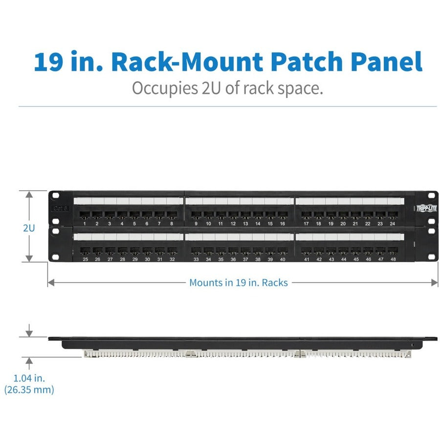 Tripp Lite 48 ports Cat6 Cat5 panneau de brassage montage en rack 110 Punch Down RJ45 Ethernet 1URM 568B N252-048