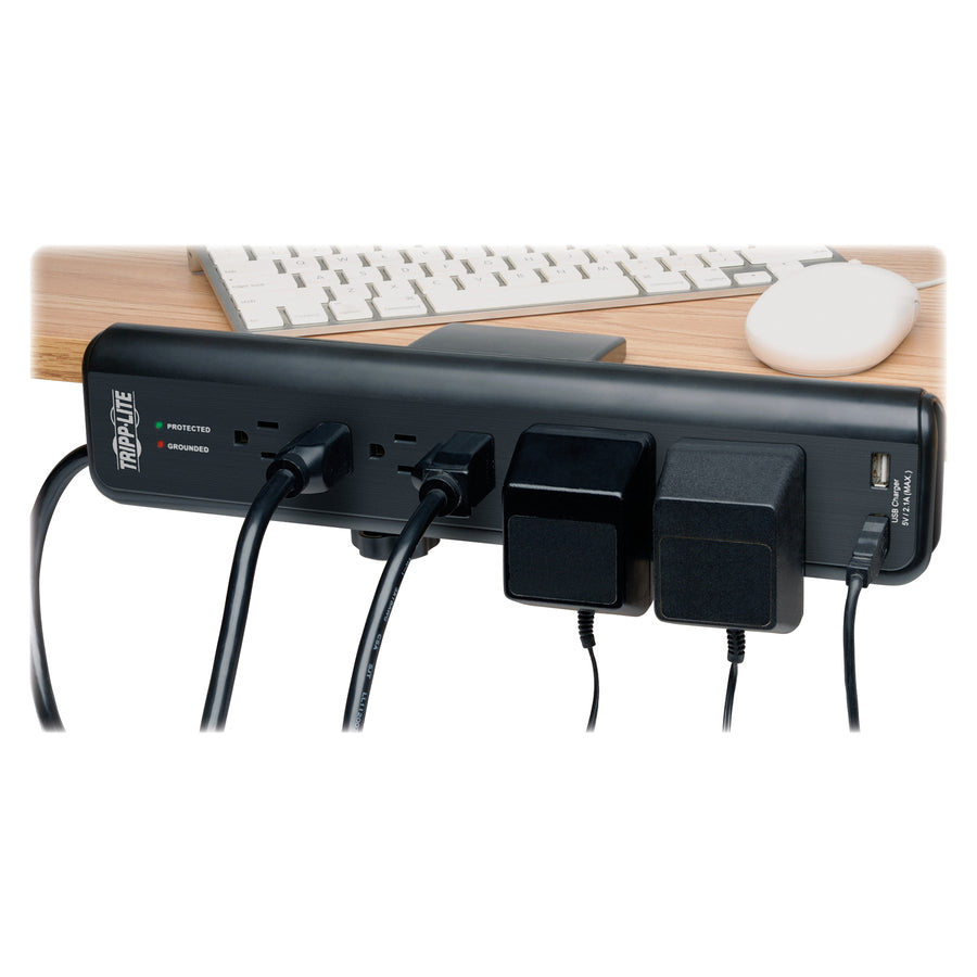 Tripp Lite Parasurtenseur Multiprise Support de Bureau 120 V USB 6 Prises Cordon de 6' - 6 x NEMA 5-15R - 1875 VA - 2100 J - Entrée 120 V AC - Sortie 5 V DC TLP606DMUSB