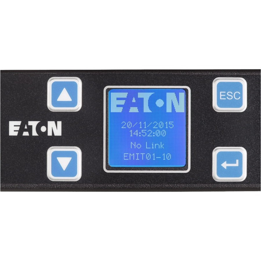 PDU rackable à entrées mesurées Eaton, 1U, entrée 5-15P, 1,44 kW max, 120 V, 12 A, cordon de 10 pieds, monophasé, prises : (12) 5-15R EMIT00-10