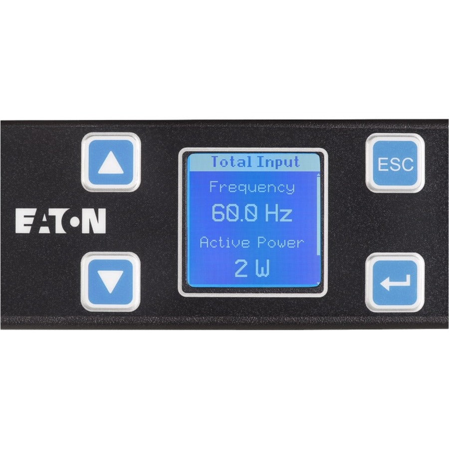 Eaton Metered Input rack PDU, 1U, 5-15P input, 1.44 kW max, 120V, 12A, 10 ft cord, Single-phase, Outlets: (12) 5-15R EMIT00-10